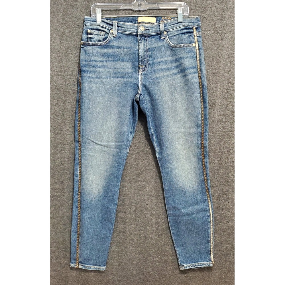 7 Seven For All Mankind Jeans Womens 31 Luxe Vintage Ankle Skinny Beaded Denim